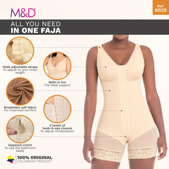 Fajas M&D F0029 Mid Thigh Body Shaper for Women / Powernet