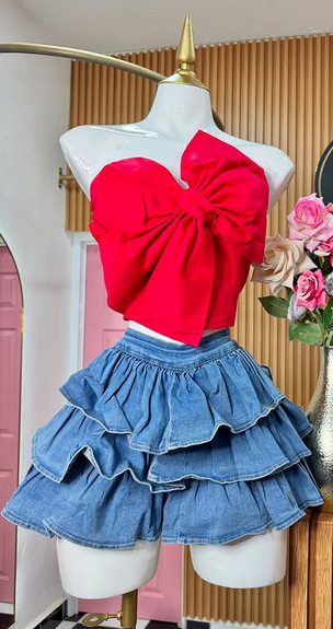 Ruffle denim Mini skirt - SK2186