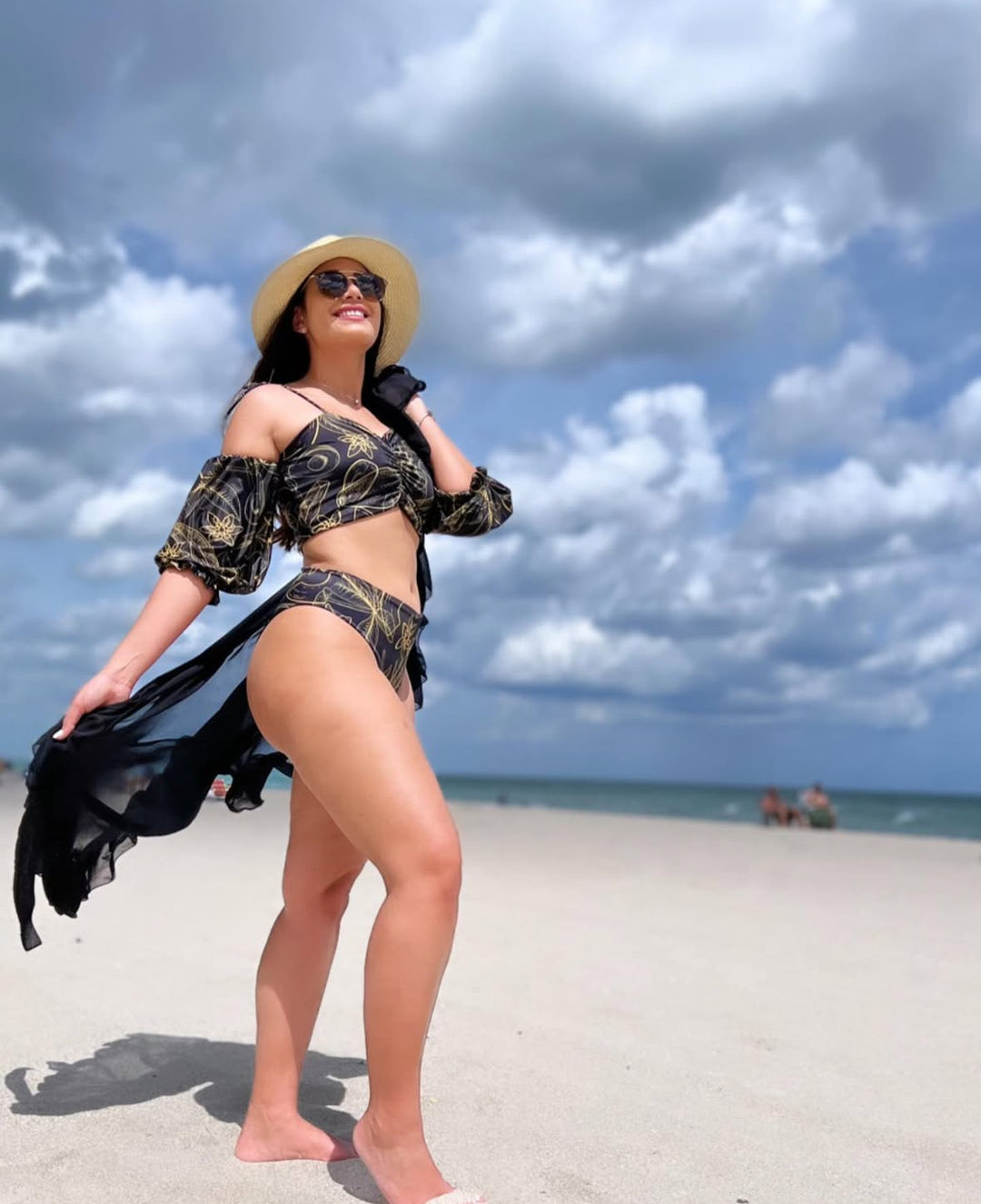 SW011 Two-Piece Black and Gold Bikini