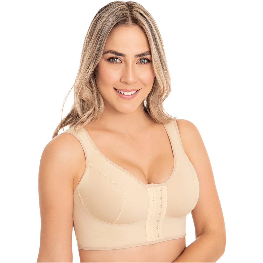 Post-Surgery Comfort Bra for Breast Augmentation – Powernet Support and Shaping Beige / Poliéster