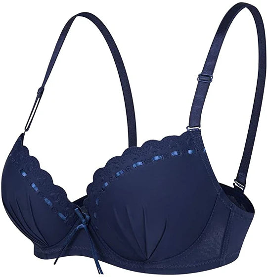 Women's Underwire Padded Contour Everyday Bras with Small Bowknot