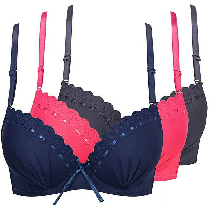 Women's Underwire Padded Contour Everyday Bras with Small Bowknot