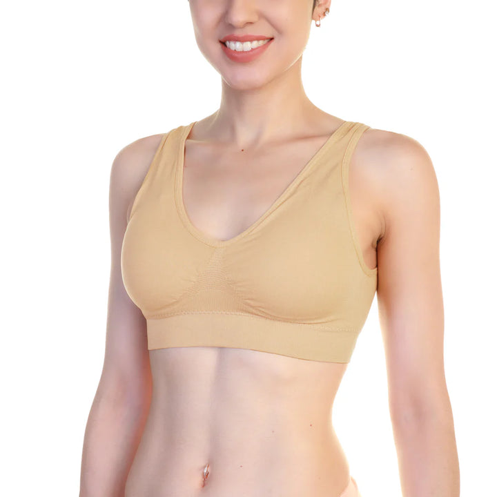 Ultimate Comfort Wire-Free Seamless U-Back Bras (6-Pack) – Sculpt, Shape, and Support Beige / Nylon