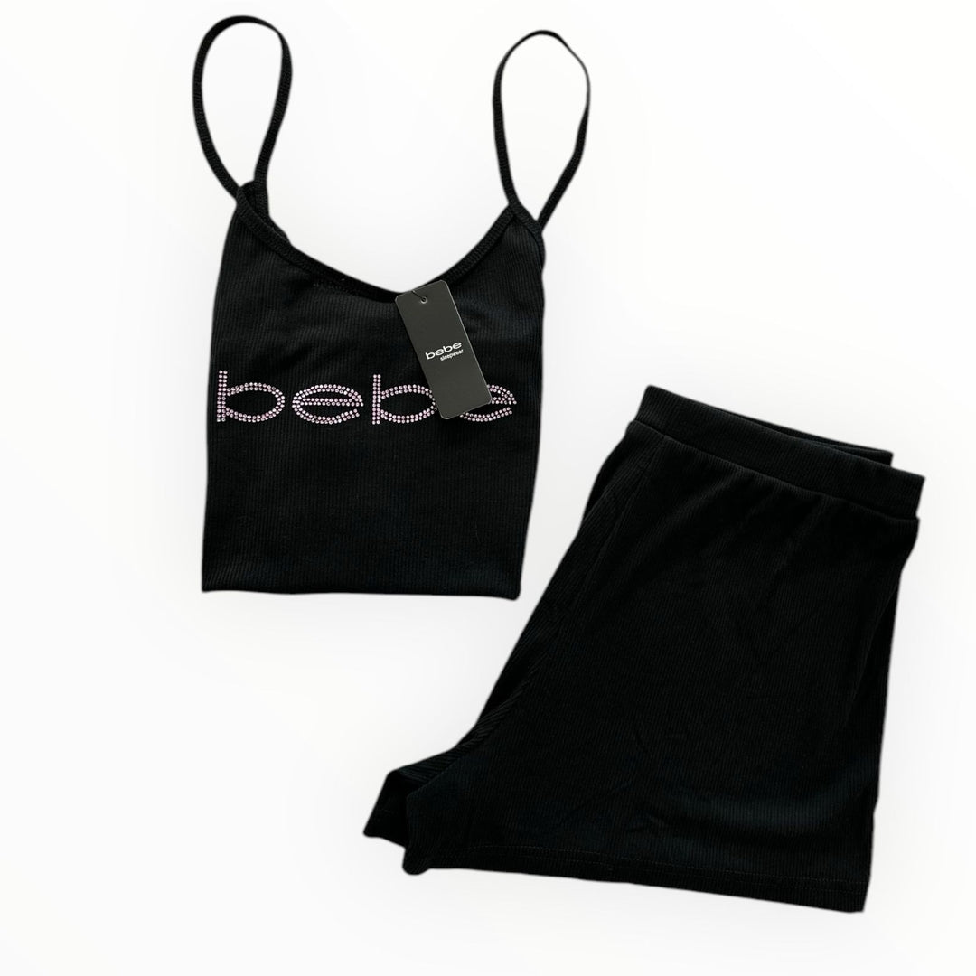 BEBE Women's Ribbed Cami Pajama Set