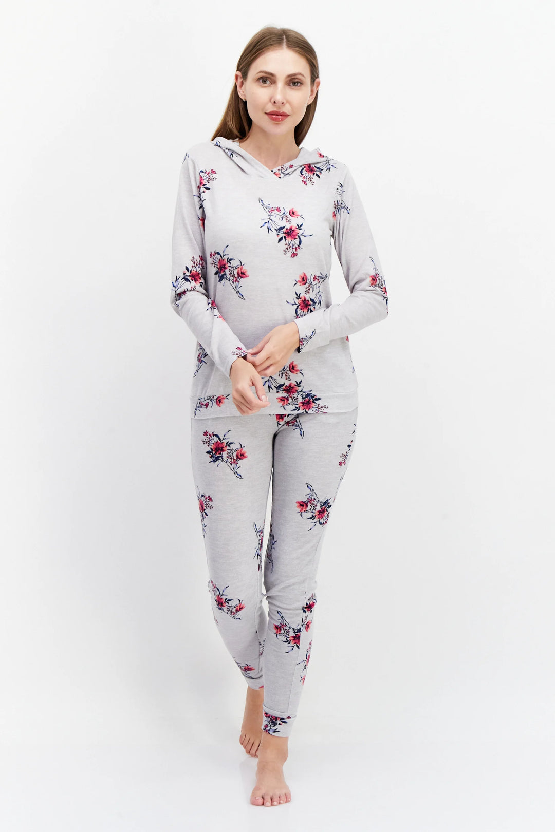 Nanette Lepore Women's Long Sleeve Hodded Floral Pajama Set