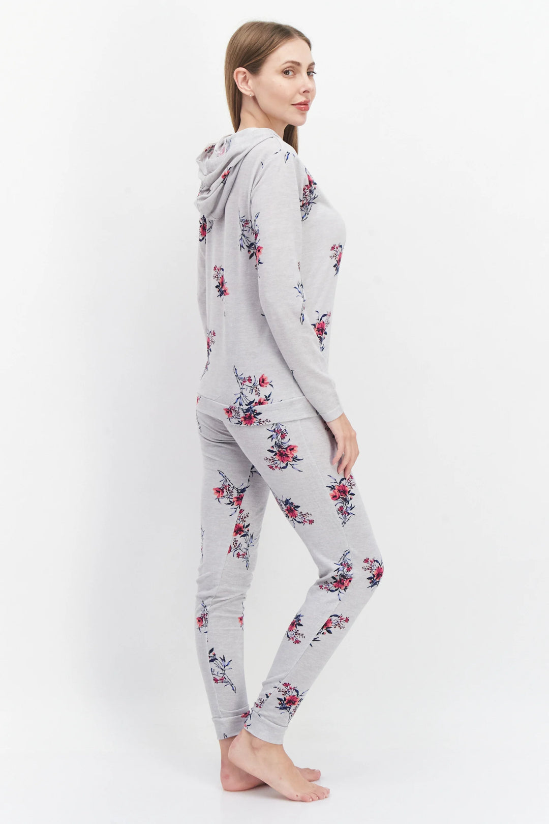 Nanette Lepore Women's Long Sleeve Hodded Floral Pajama Set