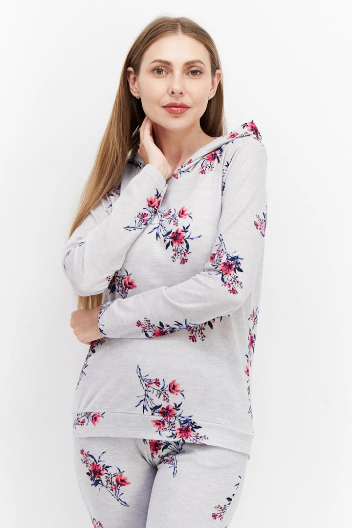 Nanette Lepore Women's Long Sleeve Hodded Floral Pajama Set