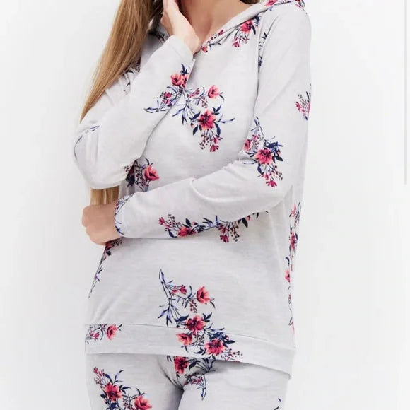 Nanette Lepore Women's Long Sleeve Hodded Floral Pajama Set