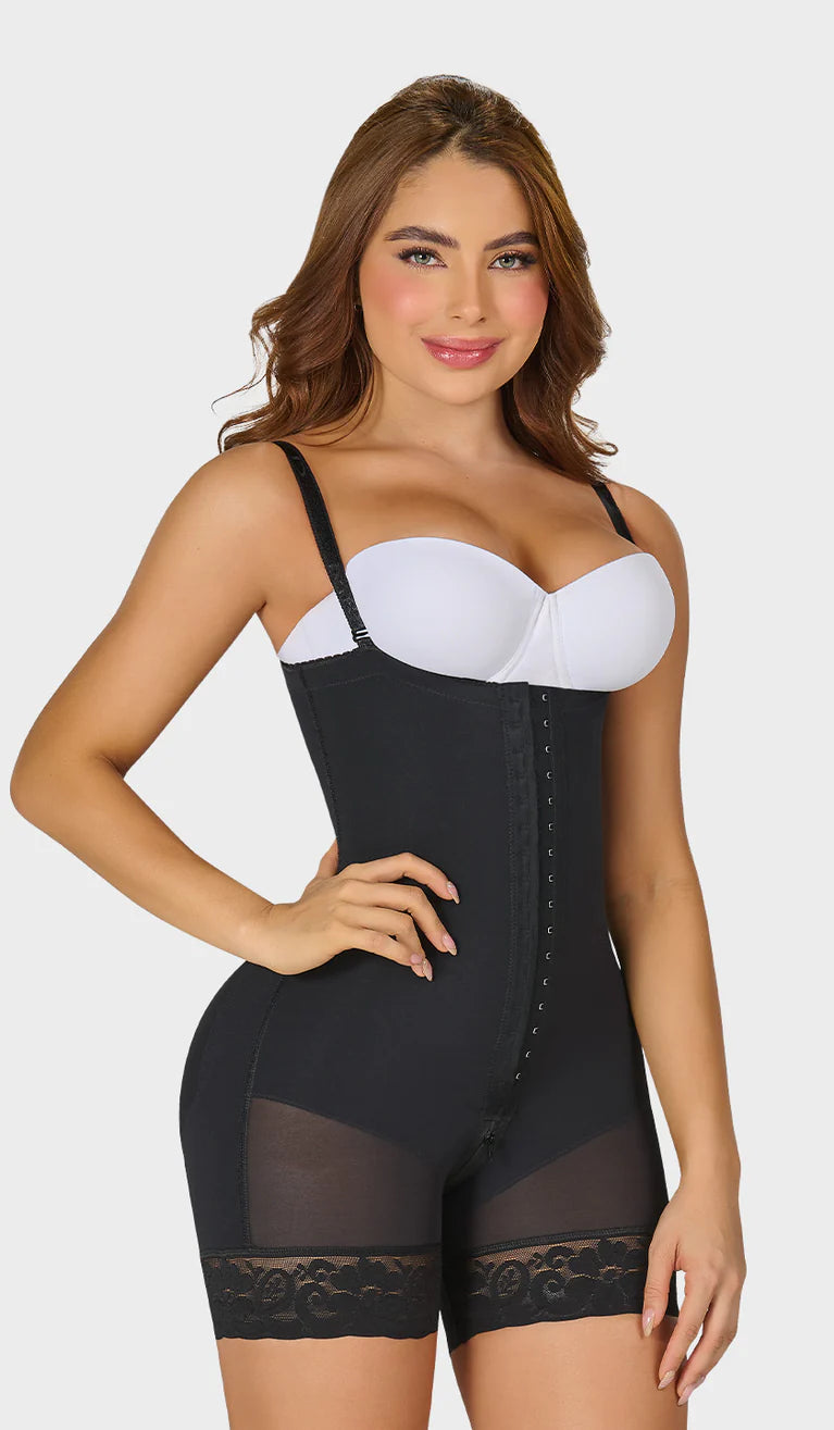 M&D F0066 Women's Strapless Mid-Thigh Body Shaper - Powernet for Ultimate Comfort and Support