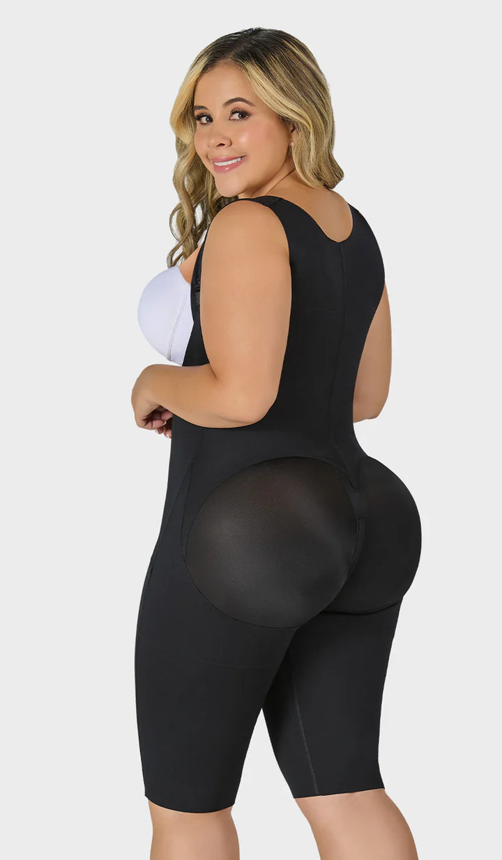 M&D F08779 Women's Stage 1 Post-Surgery Knee-Length Compression Garment with Open Bust – COLOMBIAN FAJA CONTROL FLEXY WITH DIAGONAL ZIPPER -Perfect Comfort and Support