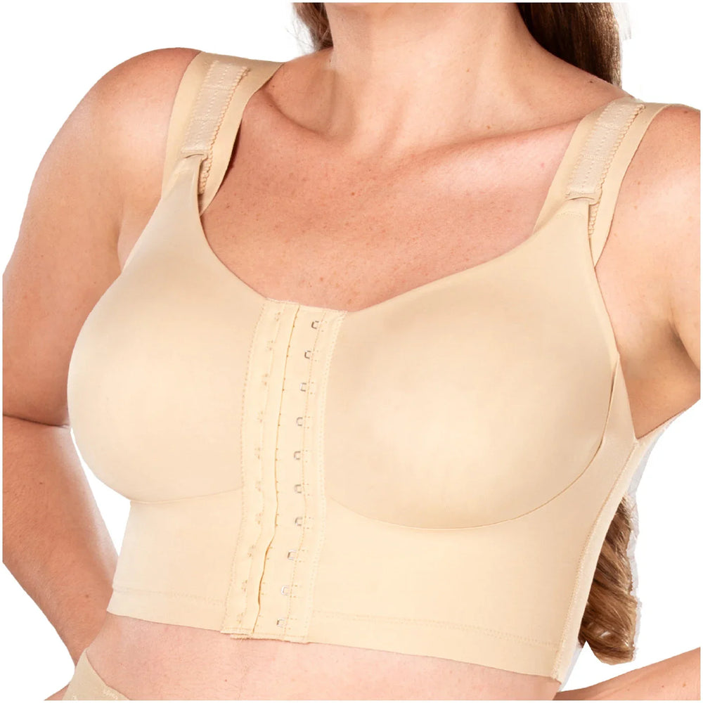 Post-Surgical Recovery Compression Bra - Stage 1 Shapewear for Ultimate Comfort and Support Beige / Poliéster / Frontal