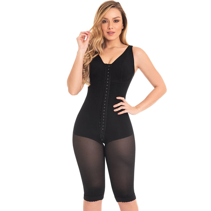 Fajas M&D F0120 - Women's Full Bodysuit Body Shaper Knee-Lenght with Bra / Powernet