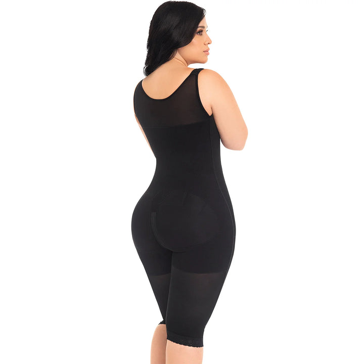 Fajas M&D F0120 - Women's Full Bodysuit Body Shaper Knee-Lenght with Bra / Powernet