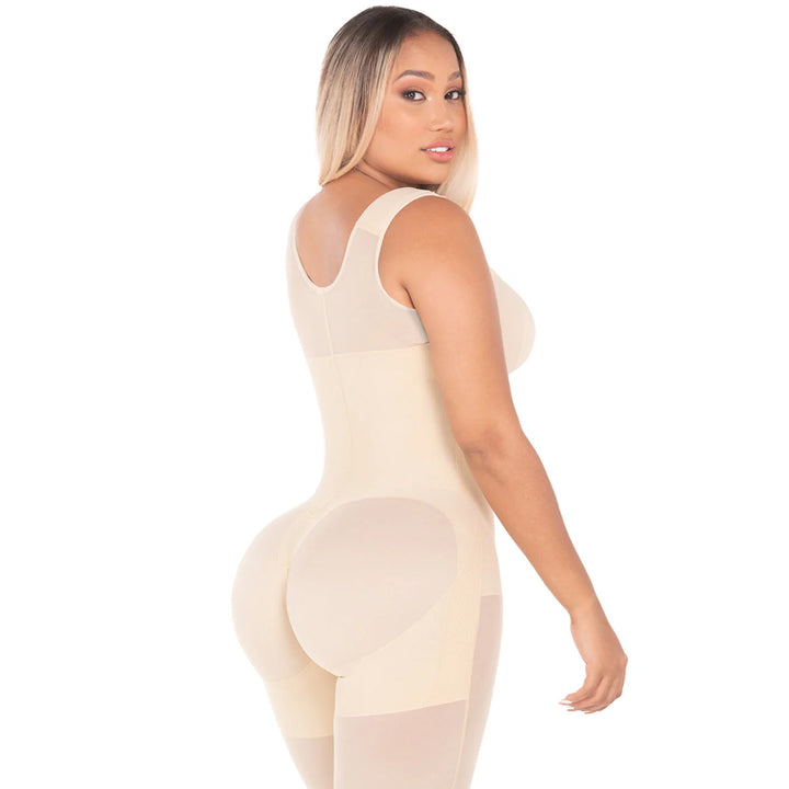 Fajas M&D F00470 HOURGLASS TYPE KNEE-LENGTH FAJA WITH BRA  | Post Op High Compression Bodysuit with Bra | ULTRA Hip Capacity