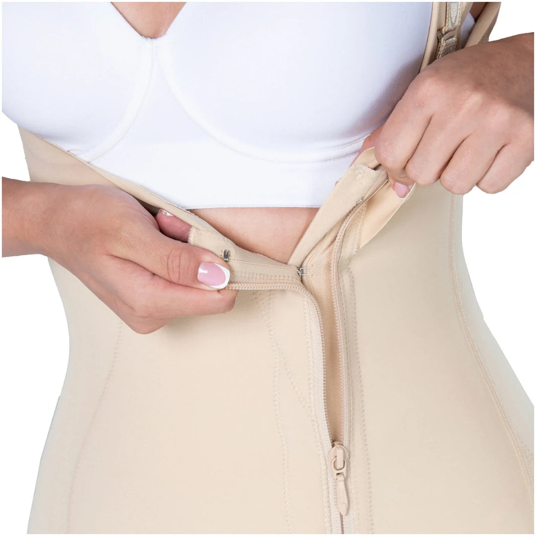 M&D F08779 Women's Stage 1 Post-Surgery Knee-Length Compression Garment with Open Bust – COLOMBIAN FAJA CONTROL FLEXY WITH DIAGONAL ZIPPER -Perfect Comfort and Support