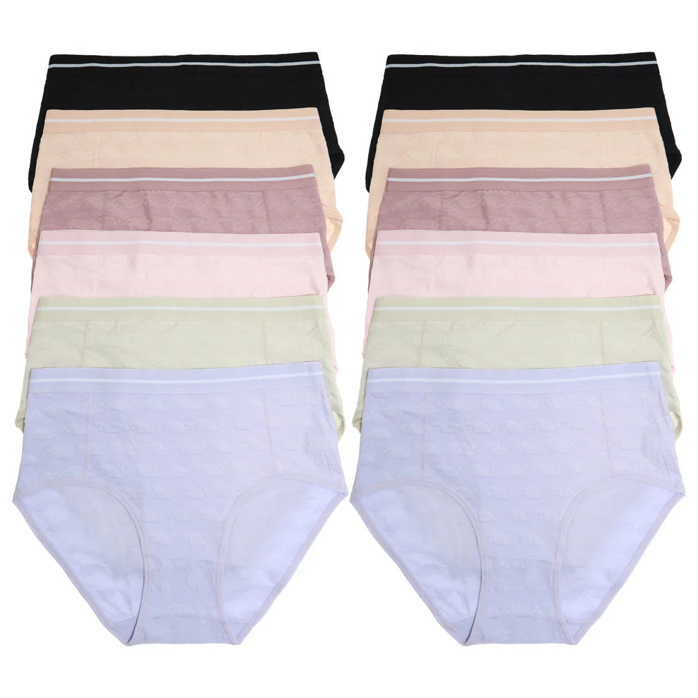 Angelina Women's Cotton Mid Rise Briefs with Elegant Texture - 6 Pack Rosa / S / Elástico